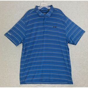 Under Armour Polo Shirt Mens 2XL Loose Short Sleeve‎ Blue Heatgear Coldblack